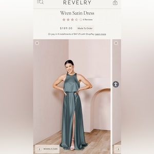 Revelry Wren Satin Dress Eucalyptus